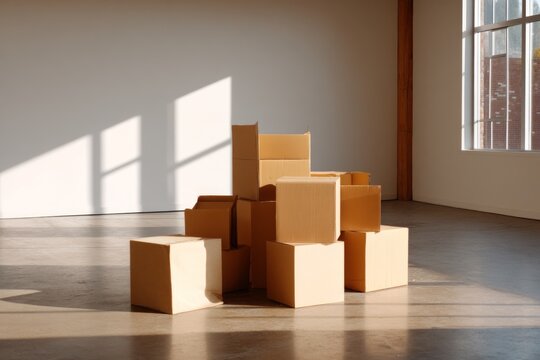 Temporary Workaround Setup with Cardboard Boxes in an Empty Space