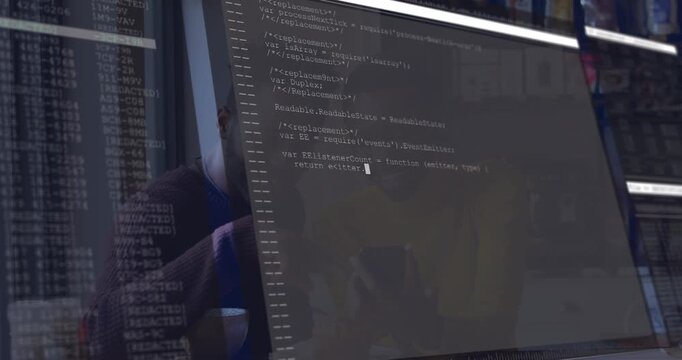 Couple viewing phone and causing joint code review in tech cafe, monitor reflecting writing code