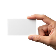 Obraz premium Hand holding blank business card isolated on transparent background