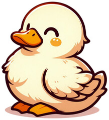 A duck sitting quietly with half-closed eyes