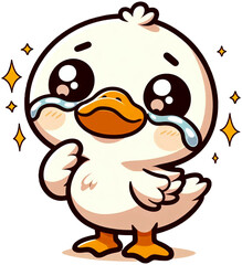 A duck wiping tears with its wing