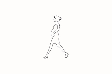 Obraz premium Pregnant woman single line art minimalist maternity outline illustration
