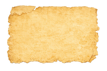 Aged paper texture with rough, deckle edges on a transparent background, conveying a rustic, vintage, and antique feel