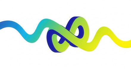 Obraz premium A colorful abstract design with intertwined wavy lines on a white background