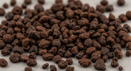 Close up texture of coffee grounds on neutral background