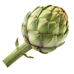Obraz premium Fresh Green Artichoke Isolated on Transparent Background – Organic Vegetable PNG Cutout