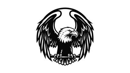 a striking black and white eagle illustration with detailed wings powerful silhouette © MDAUAL