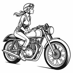 A woman wearing a helmet riding a motorcycle Vector