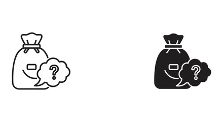 Obraz premium Money Bags with Question Marks, Finance Concept, Black and White Illustration