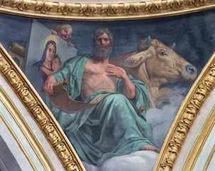 Fotobehang Jezus Christus VIGEVANO, ITALY - JANUARY 18, 2026: The fresco of St. Luke the Evangliest in the Cathedral of St. Ambrose by Francesco Gonin (1858).  © Renáta Sedmáková