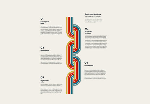 Business Strategy Rounded Stripe Shapes Timeline Infographic Template