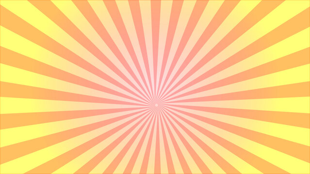 Soft pastel sunburst background with radial rays in yellow and peach tones, vintage inspired abstract gradient backdrop for posters, banners, web and creative design