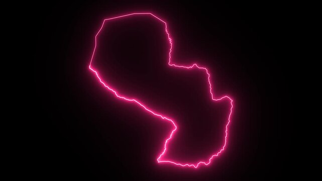 Pink Neon Outline of Paraguay Map image photo