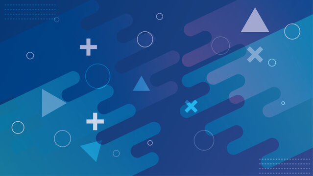 Modern blue abstract geometric background with floating shapes, diagonal layers and minimal elements, creative tech style design for presentations, branding, UI and digital backgrounds