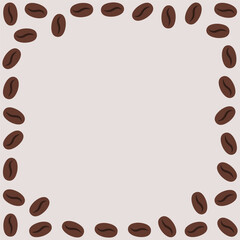 Obraz premium Scattered Brown Coffee Beans Border Frame