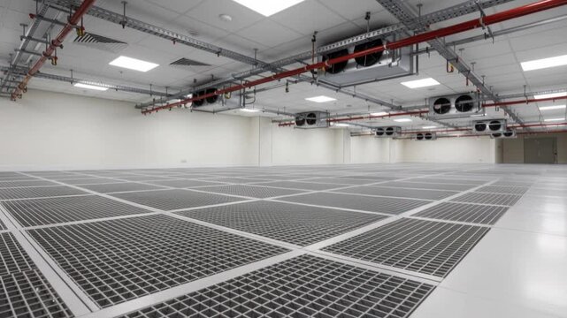 Empty Data Center Server Room Interior.
