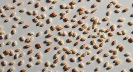 Sesame seeds texture and pattern on neutral background