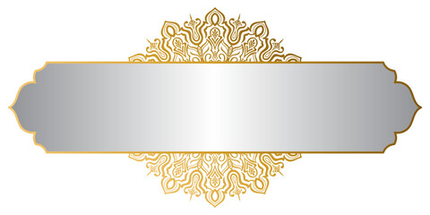 A gold frame decorated with a mandala background; blank space.