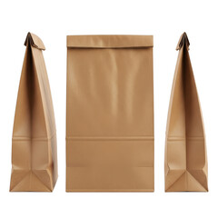 Three paper bags isolated on transparent background