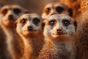 Fototapeta premium A group of meerkats standing alert