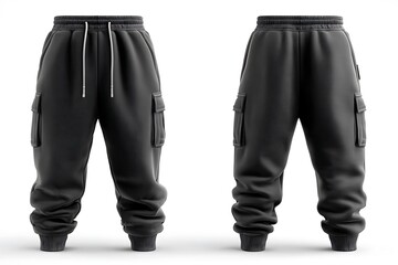 Black Sweatpants with Cargo Pockets Back View.