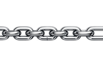 Obraz premium Metal chain, made of chrome links, showing concepts of strength, connection, and security, with a transparent background