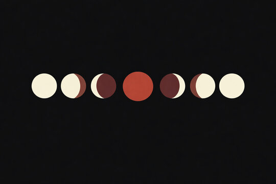 Minimal lunar eclipse phases on black background