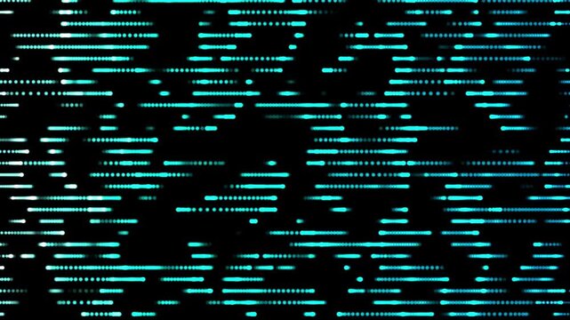 Flujo de datos turquesa en loop 4K 60 fps, barras digitales y patr&oacute;n tecnol&oacute;gico abstracto para motion graphics