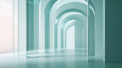 Obraz premium Architectural blue corridor with arches and columns high resolution image
