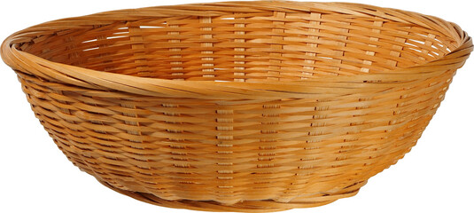 Empty wicker basket on white background