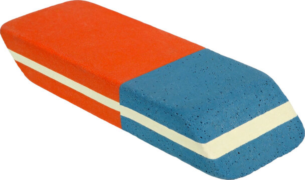 Rubber eraser for pencil and ink pen isolated on white background