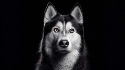 Fototapeta na wymiar Close-up portrait of a husky dog with striking eyes