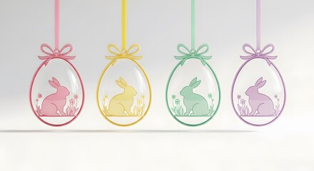 Naklejka premium Easter sunday decorations colorful easter bunny ornaments for easter egg hunt and spring celebrations