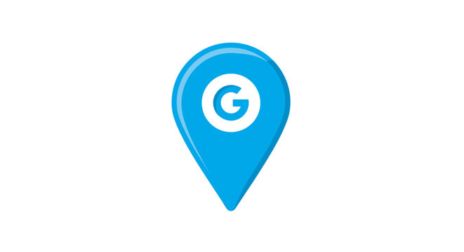 Google Maps Pin Icon on White Background.