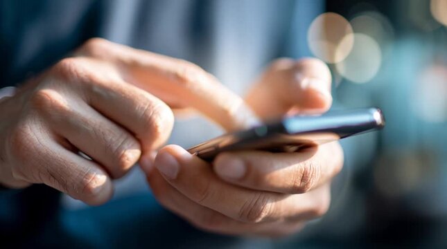 hands endlessly scrolling on smartphone, motion blur suggesting compulsive use, digital fatigue and screen addiction concept for tech wellbeing campaigns.