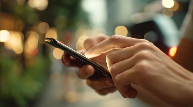 hands endlessly scrolling on smartphone, motion blur suggesting compulsive use, digital fatigue and screen addiction concept for tech wellbeing campaigns.