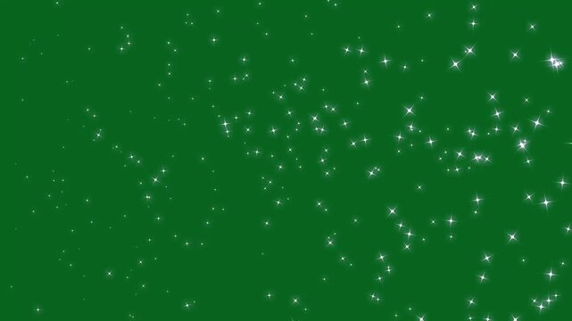Magic light stas transition effect, fairy dust wand shimmer transition, shimmering particle twinkle effect, twinkling white glowing star with sparkling glitter animation on green screen background. 4k