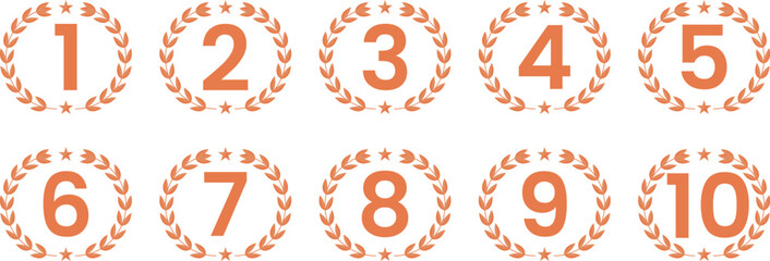 Laurel Wreath frame ranking  from 1st place to 10th place vector design