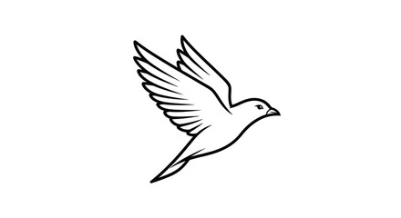 Obraz premium A white dove of peace vector illustration featuring a flying bird silhouette with wings in flight, symbolizing love, freedom, and nature as a holy icon of peace
