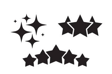 Obraz premium Shiny set of star shapes for web rating decoration and Christmas design illustration