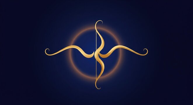 Minimal iconic symbol of Lord Ram bow &ndash; modern spiritual illustration