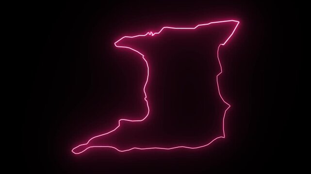 Trinidad and Tobago map outline neon glow image photo