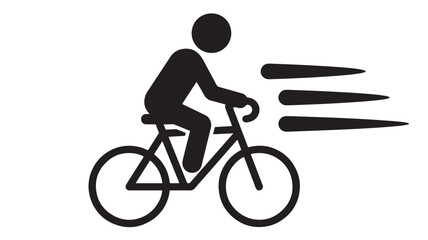 Naklejka premium Vector Illustration Of Silhouette Cyclist Riding Bicycle Quickly For Sports And Fitness Concept