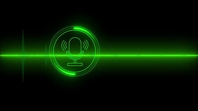 Voice recording. Man touching microphone icon on smartphone. Mobile application record sound, audio, music, voice message or use your voice to direct AI Motion graphics of music icon. 4k