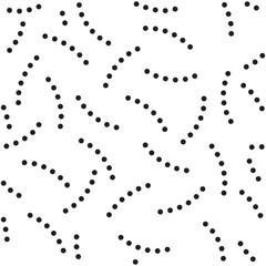 Minimalist Seamless Pattern with Black Dotted Curved Lines on White Background, EPS 10 Vector for Textile, Gift Wrap, Wallpaper, Stationery, and Minimalist Fashion Design Projects.