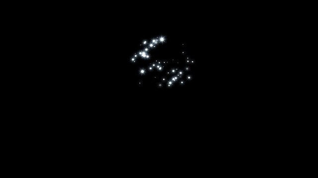 Sparkle glittering stars trail animation with twinkling particles, blinking cartoon doodle stars, flying magic starlight glitter line, sparkling star vector effect on black screen. 4k