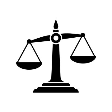 A black silhouette of scales representing justice and legal equilibrium silhouette