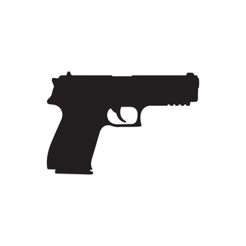 Hand gun silhouette vector flat illustration