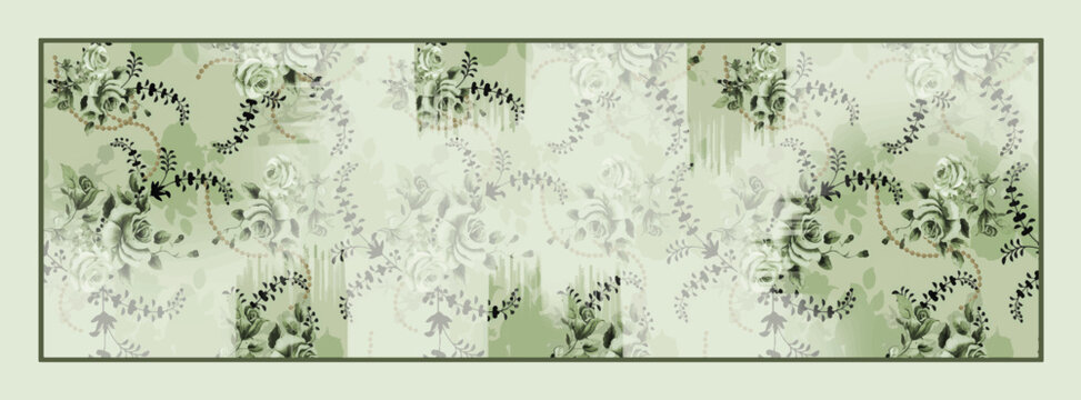 olive floral pattern for textile and scarf