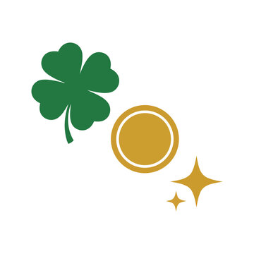 Lucky Shamrock and Gold Coin Icon